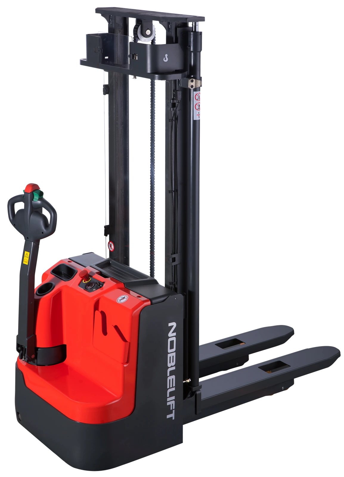 Stoccatore elettrico Noblelift con montante e forche in vista