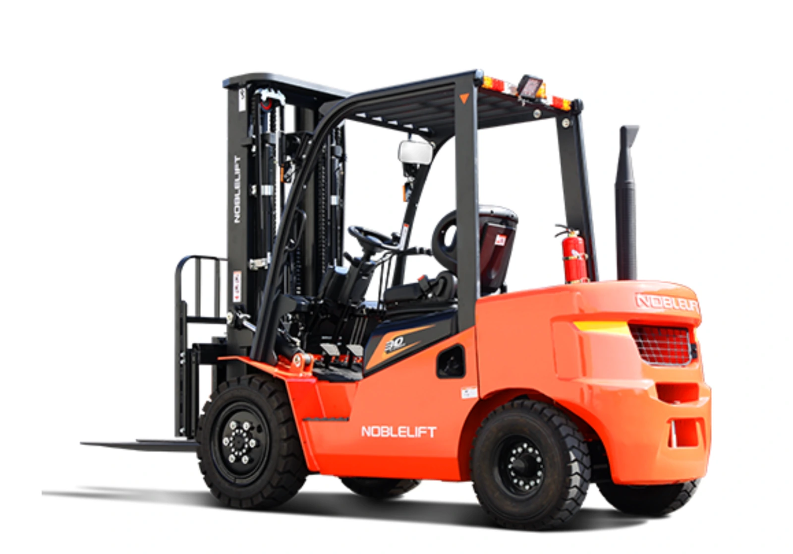 Carrello elevatore diesel Noblelift, vista completa a tre quarti